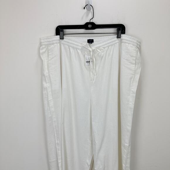 J.Crew Linen Blend Slim Wide Leg Drawstring Pant Pockets Relaxed White US 20 NWT - Picture 6 of 13